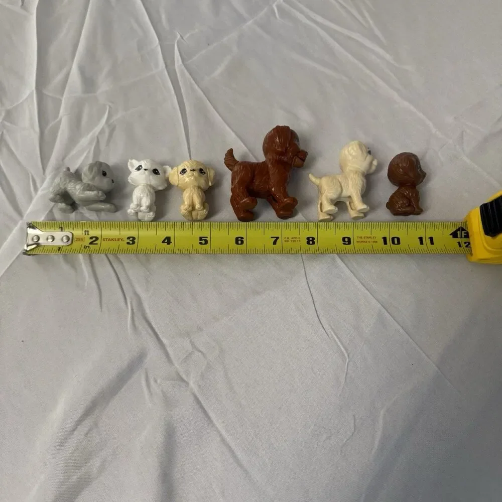 Barbie Doll Pet Dogs Lot of 6 Puppy Figures Mixed Breeds Brown White Cream Small